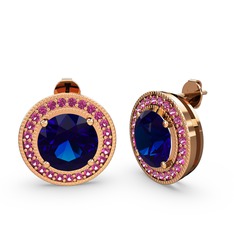 Rodolit garnet ve lab safir 8 ayar rose altın küpe