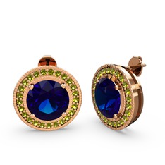 Esinti Daire Küpe - Peridot ve lab safir 925 ayar rose altın kaplama gümüş küpe #3l7z3i