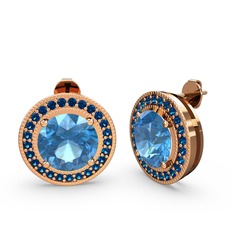 Esinti Daire Küpe - Lab safir ve akuamarin 8 ayar rose altın küpe #6oqmgs