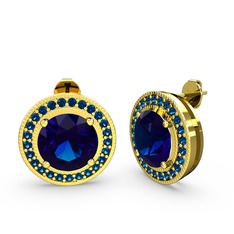 Esinti Daire Küpe - Lab safir 925 ayar altın kaplama gümüş küpe #6x26sc