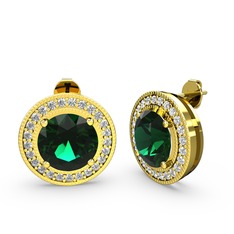 Swarovski ve yeşil kuvars 8 ayar altın küpe