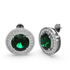 Swarovski ve yeşil kuvars 14 ayar beyaz altın küpe