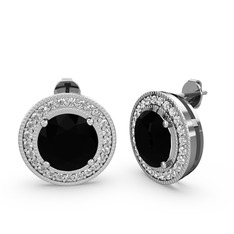 Swarovski ve siyah zirkon 14 ayar beyaz altın küpe