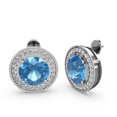 Swarovski ve akuamarin 18 ayar beyaz altın küpe