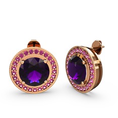 Rodolit garnet ve ametist 925 ayar rose altın kaplama gümüş küpe