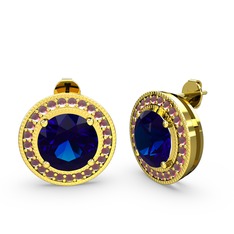 Esinti Daire Küpe - Kök yakut ve lab safir 18 ayar altın küpe #fusipr