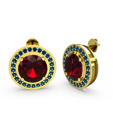 Lab safir ve garnet 14 ayar altın küpe