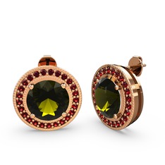 Garnet ve peridot 18 ayar rose altın küpe