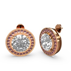 Esinti Daire Küpe - Kök yakut ve swarovski 925 ayar rose altın kaplama gümüş küpe #o2bxwx