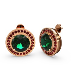 Esinti Daire Küpe - Garnet ve yeşil kuvars 925 ayar rose altın kaplama gümüş küpe #q1j1qk