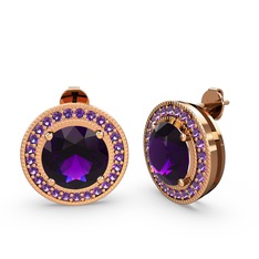 Esinti Daire Küpe - Ametist 925 ayar rose altın kaplama gümüş küpe #qfbmbi