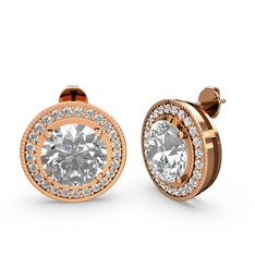 Beyaz zirkon ve swarovski 18 ayar rose altın küpe
