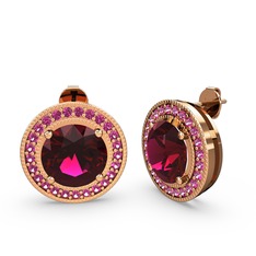 Esinti Daire Küpe - Rodolit garnet 18 ayar rose altın küpe #ufzfcr
