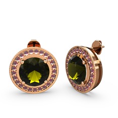 Esinti Daire Küpe - Kök yakut ve peridot 8 ayar rose altın küpe #vyfdzu