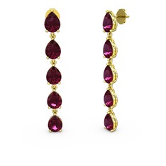 Rodolit garnet 14 ayar altın küpe