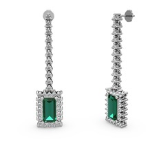 Sallantılı Via Küpe - Yeşil kuvars ve swarovski 18 ayar beyaz altın küpe #12tjniz