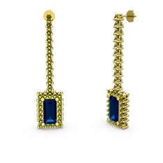 Lab safir ve peridot 8 ayar altın küpe