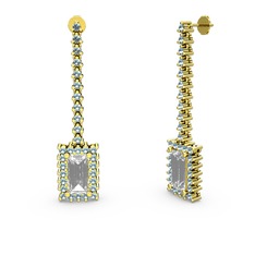 Sallantılı Via Küpe - Swarovski ve akuamarin 8 ayar altın küpe #158pv9k