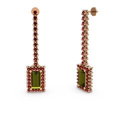 Sallantılı Via Küpe - Peridot ve garnet 8 ayar rose altın küpe #15v07u7