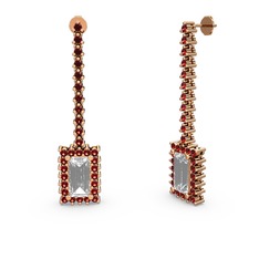 Sallantılı Via Küpe - Swarovski ve garnet 8 ayar rose altın küpe #195bpzu
