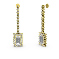 Sallantılı Via Küpe - Beyaz zirkon ve swarovski 8 ayar altın küpe #1bkqbsh