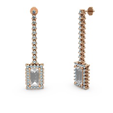Sallantılı Via Küpe - Swarovski ve akuamarin 14 ayar rose altın küpe #1blerpc