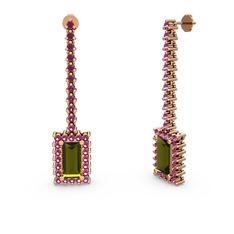 Sallantılı Via Küpe - Peridot ve rodolit garnet 925 ayar rose altın kaplama gümüş küpe #1dqv8ec