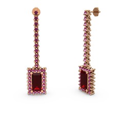 Sallantılı Via Küpe - Garnet ve rodolit garnet 18 ayar rose altın küpe #1dsw66t
