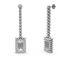 Swarovski 18 ayar beyaz altın küpe