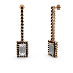 Swarovski ve siyah zirkon 14 ayar rose altın küpe