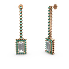 Sallantılı Via Küpe - Beyaz zirkon ve kök zümrüt 8 ayar rose altın küpe #1ifxqbi