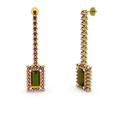 Peridot ve rodolit garnet 925 ayar altın kaplama gümüş küpe