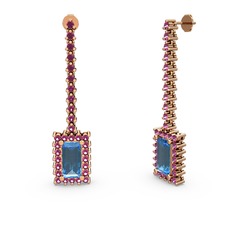 Sallantılı Via Küpe - Akuamarin ve rodolit garnet 8 ayar rose altın küpe #1in0ss0