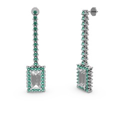Sallantılı Via Küpe - Swarovski ve yeşil kuvars 925 ayar gümüş küpe #1jaihvw