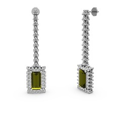 Peridot ve swarovski 8 ayar beyaz altın küpe