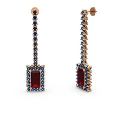 Sallantılı Via Küpe - Garnet ve lab safir 925 ayar rose altın kaplama gümüş küpe #1lmzrbt