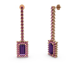 Ametist ve rodolit garnet 18 ayar rose altın küpe