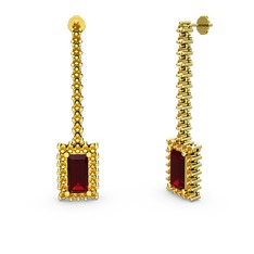 Garnet ve sitrin 14 ayar altın küpe