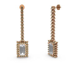 Sallantılı Via Küpe - Swarovski ve dumanlı kuvars 14 ayar rose altın küpe #1moztd