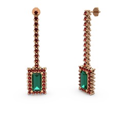 Sallantılı Via Küpe - Yeşil kuvars ve garnet 18 ayar rose altın küpe #1n530lb