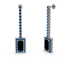 Siyah zirkon ve lab safir 925 ayar gümüş küpe