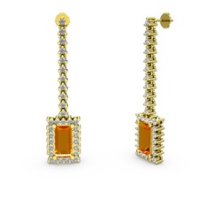 Sitrin ve swarovski 14 ayar altın küpe