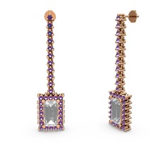 Swarovski ve ametist 18 ayar rose altın küpe