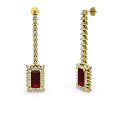 Garnet ve pırlanta 18 ayar altın küpe (1.24 karat)