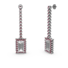 Sallantılı Via Küpe - Swarovski ve kök yakut 14 ayar beyaz altın küpe #1y6pc51