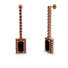 Sallantılı Via Küpe - Siyah zirkon ve garnet 8 ayar rose altın küpe #1yhnznp