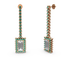 Sallantılı Via Küpe - Swarovski ve yeşil kuvars 14 ayar rose altın küpe #1yr4l7h