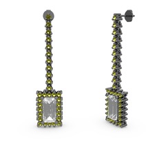 Sallantılı Via Küpe - Swarovski ve peridot 925 ayar siyah rodyum kaplama gümüş küpe #2a5v1n