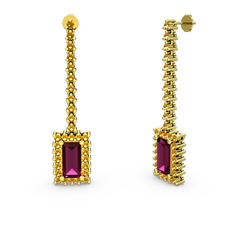 Rodolit garnet ve sitrin 14 ayar altın küpe