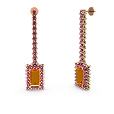 Sallantılı Via Küpe - Sitrin ve rodolit garnet 18 ayar rose altın küpe #405dtq